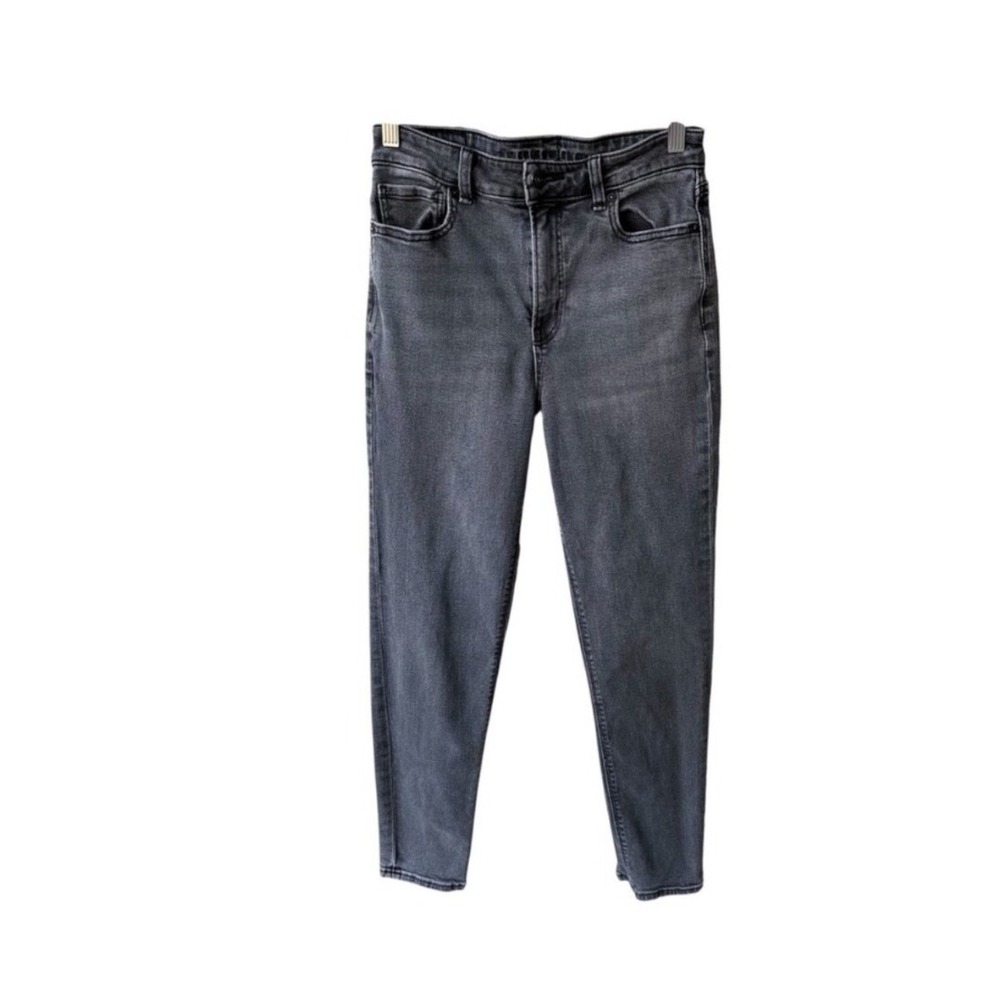 American Eagle Mom Jeans Pants Gray High Rise Stretch Tapered Leg Size 4 Regular